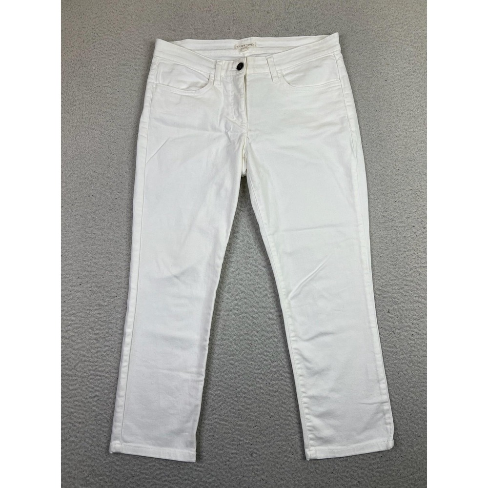 Eileen Fisher White Cropped Ankle Jeans